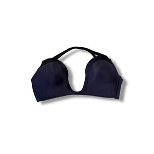 Wonderbra Ultimate Plunge Push Up Bra Black 34E Deep V Neckling Lingerie